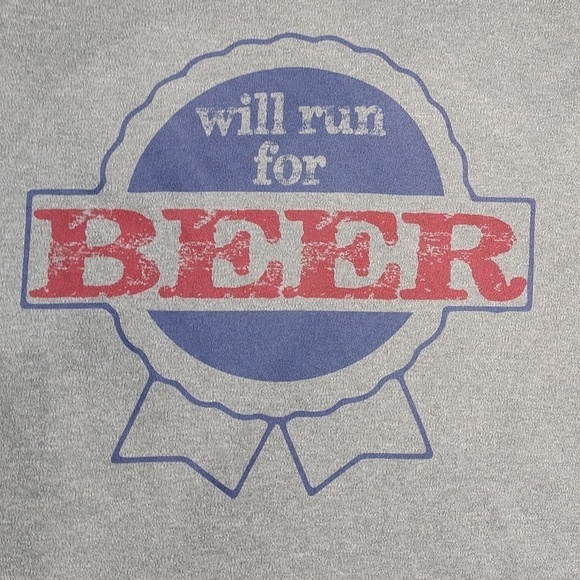 Will Run for beer women's quarter sleeved shirt size small - Picture 2 of 9